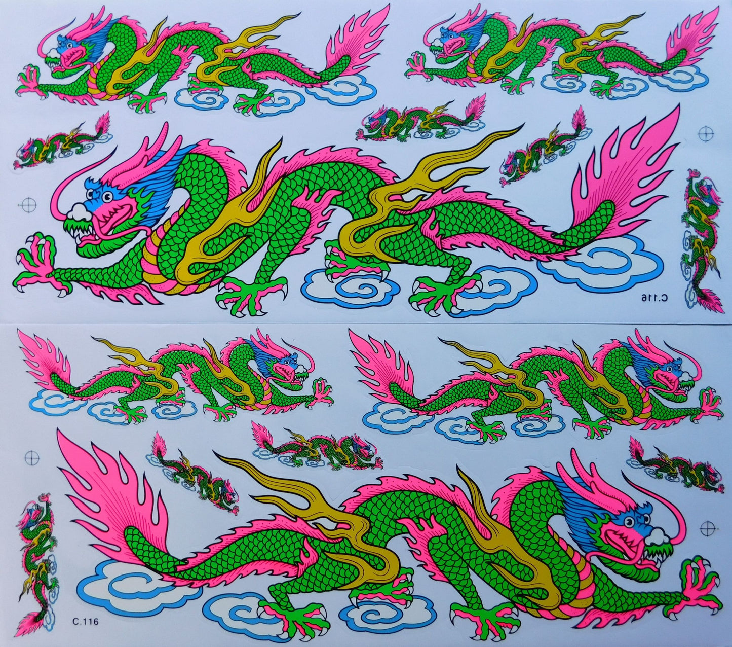 2 x Drache grün extra big Sticker Aufkleber Folie 1 Blatt 530 mm x 230 mm wetterfest Motorrad Roller Skateboard Auto Tuning selbstklebend LS003+4