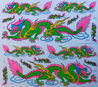 2 x Drache grün extra big Sticker Aufkleber Folie 1 Blatt 530 mm x 230 mm wetterfest Motorrad Roller Skateboard Auto Tuning selbstklebend LS003+4
