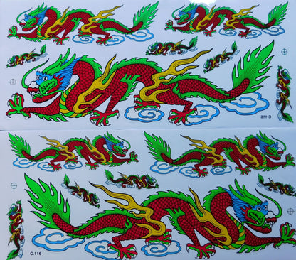 2 x Drache rot extra big Sticker Aufkleber Folie 1 Blatt 530 mm x 230 mm wetterfest Motorrad Roller Skateboard Auto Tuning selbstklebend LS005+6