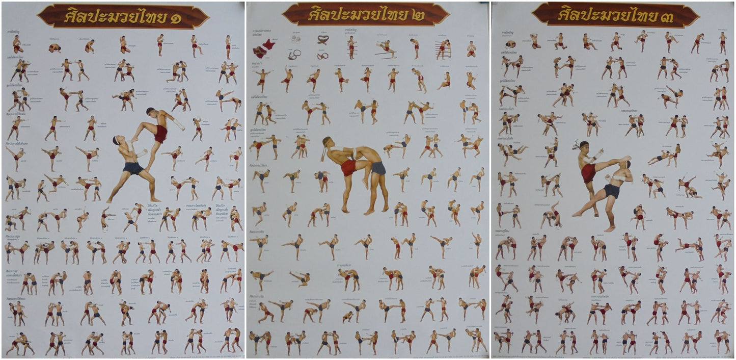 **Muay Thai Poster Set - 3-teiliges Ensemble für perfektes MMA-, Boxschulen- und Trainingserlebnis**