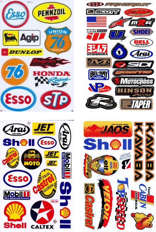 4 Bogen Promotion Set Sponsoren Sponsors Aufkleber Sticker Motorrad Moped Roller Skateboard Auto Tuning Modellbau selbstklebend