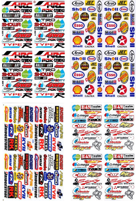 4 Bogen Promotion Set Sponsoren Sponsors Aufkleber Sticker Motorrad Moped Roller Skateboard Auto Tuning Modellbau selbstklebend