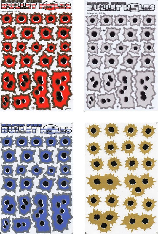 4 Bogen Promotion Set Einschusslöcher Aufkleber Sticker Motorrad Moped Roller Skateboard Auto Tuning Modellbau selbstklebend