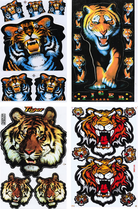 4 Bogen Promotion Set Tiger Aufkleber Sticker Motorrad Moped Roller Skateboard Auto Tuning Modellbau selbstklebend