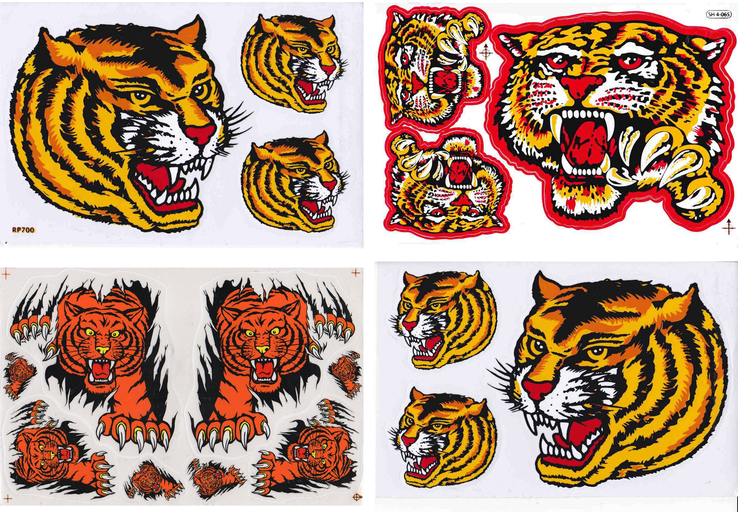 4 Bogen Promotion Set Tiger Aufkleber Sticker Motorrad Moped Roller Skateboard Auto Tuning Modellbau selbstklebend
