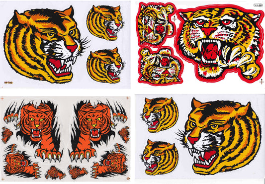 4 Bogen Promotion Set Tiger Aufkleber Sticker Motorrad Moped Roller Skateboard Auto Tuning Modellbau selbstklebend