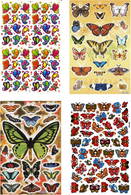 4 Bogen Promotion Set Schmetterlinge Insekten Aufkleber Sticker Kinder Basteln Kindergarten Geburtstag