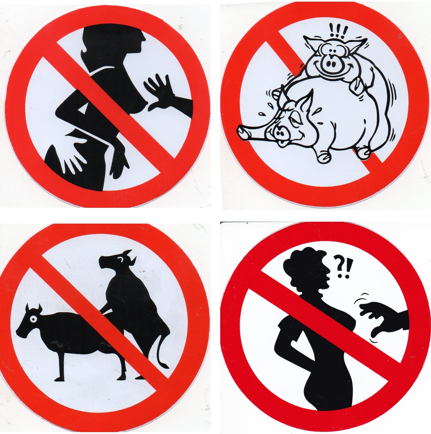 4 Bogen Promotion Spar Set - Verboten  rund Aufkleber Sticker selbstklebend