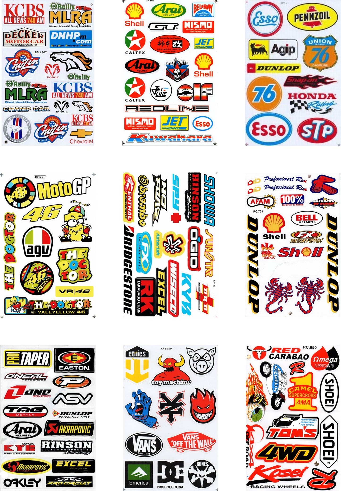 SAVINGS SET 9 BOGEN sponsor sponsors logo sticker motorcycle bicycle skateboard car tuning self-adhesive S04