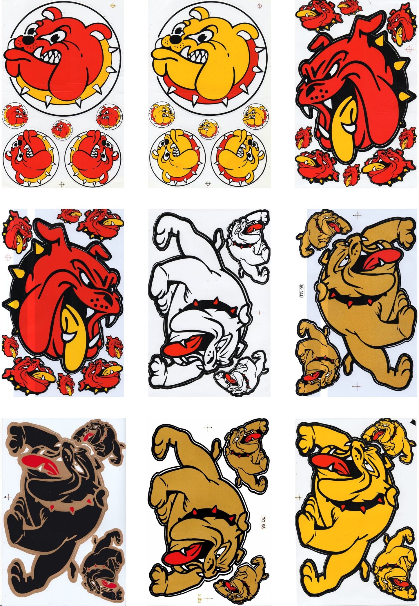 SAVINGS SET 9 BOW bulldog sticker motorcycle bike skateboard car tuning self-adhesive S11