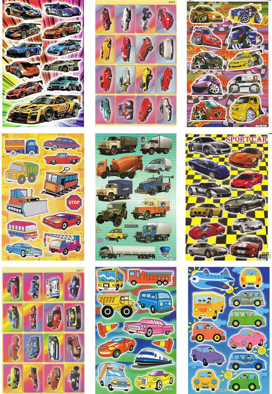 SPAR SET 9 BOGEN Auto Truck Bagger Tiere Aufkleber Sticker für Kinder Basteln Kindergarten Geburtstag S31