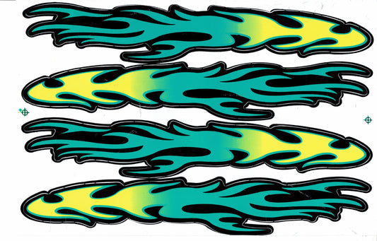 Flammen Feuer grün Aufkleber Sticker Motorrad Roller Skateboard Auto Tuning Modellbau selbstklebend 007