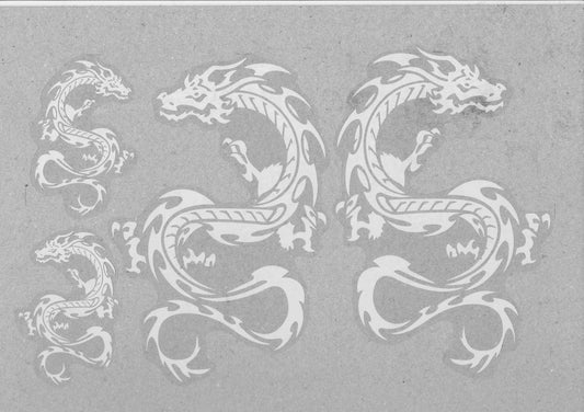 Drachen Schlange weiss Aufkleber Sticker Motorrad Roller Skateboard Auto Tuning selbstklebend 023
