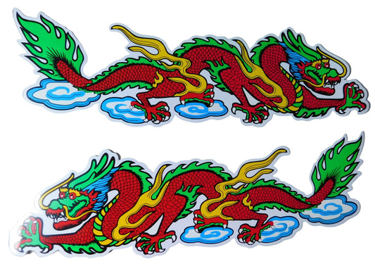 2x Drachen Sticker Aufkleber Folie 2 Blatt 350 mm x 110 mm wetterfest Motorrad Roller Skateboard Auto Tuning selbstklebend ST034