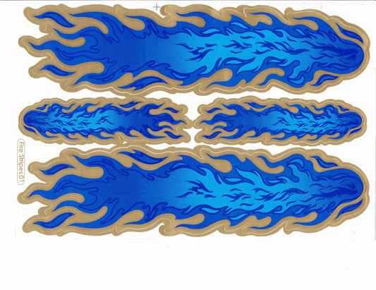 Flammen Feuer blau Aufkleber Sticker Motorrad Roller Skateboard Auto Tuning Modellbau selbstklebend 043