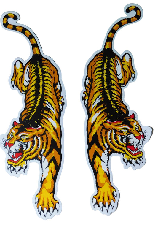 2x Tiger Sticker Aufkleber Folie 2 Blatt 350 mm x 110 mm wetterfest Motorrad Roller Skateboard Auto Tuning selbstklebend ST059