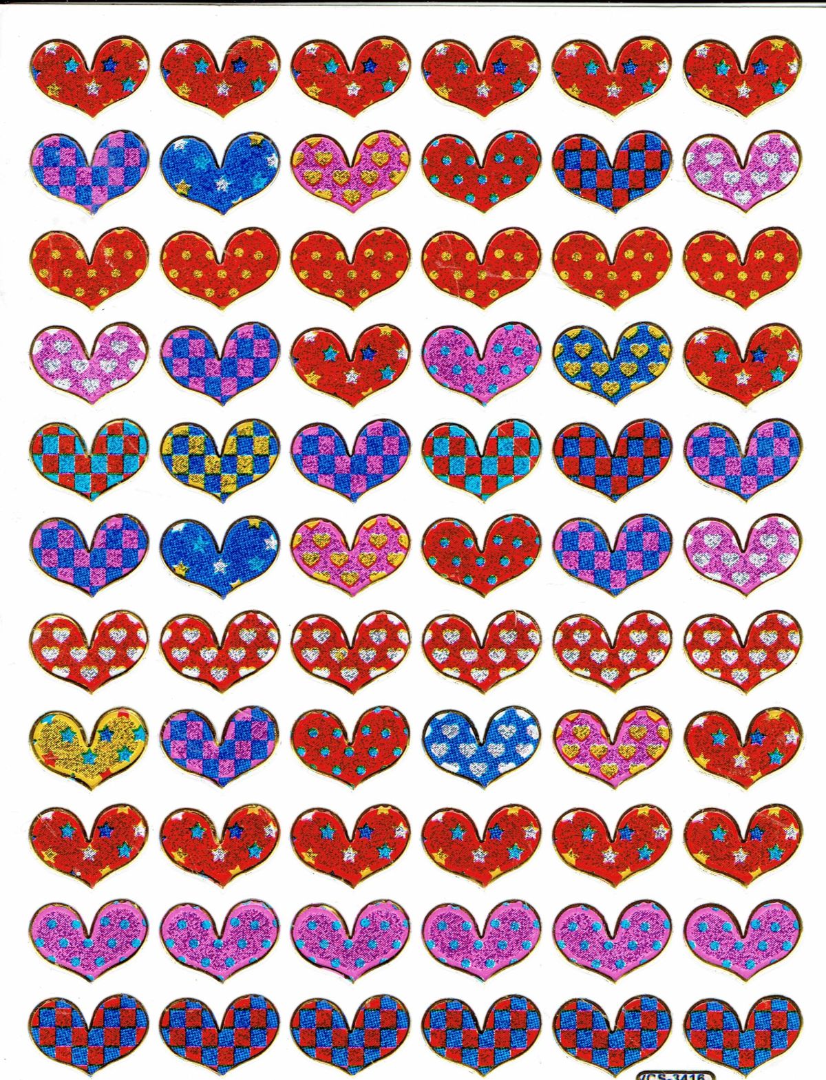 Herz Herzen bunt Liebe Aufkleber Sticker metallic Glitzer Effekt für Kinder Basteln Kindergarten Geburtstag 1 Bogen 059