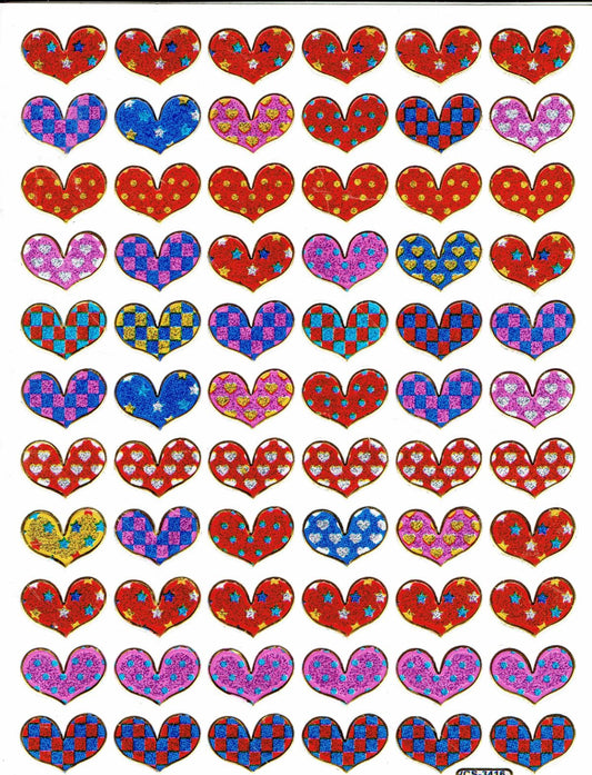 Herz Herzen bunt Liebe Aufkleber Sticker metallic Glitzer Effekt für Kinder Basteln Kindergarten Geburtstag 1 Bogen 059