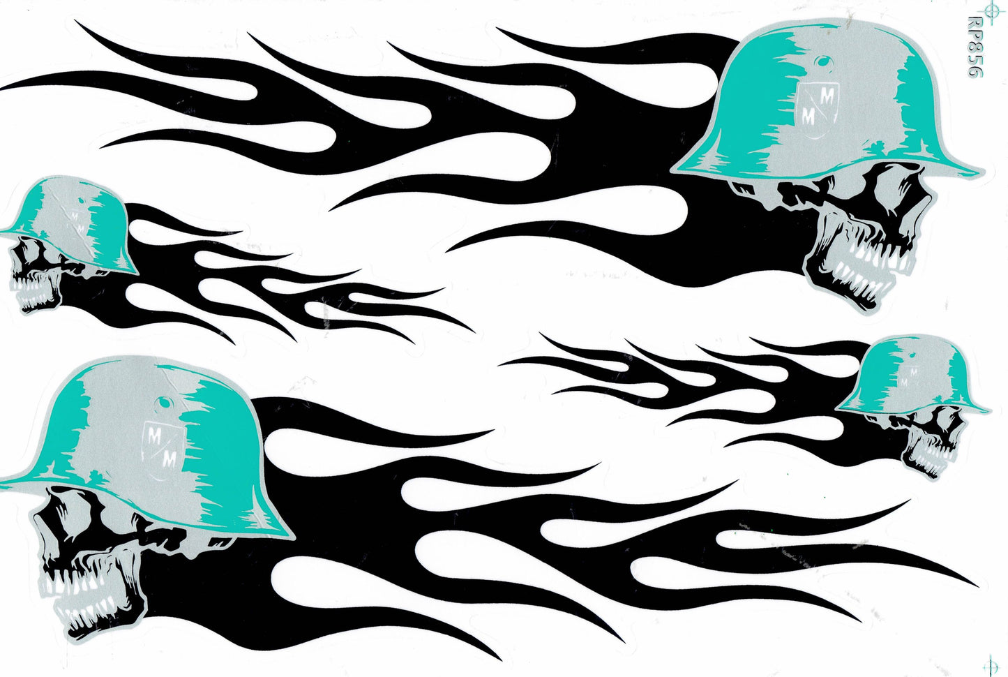 Totenkopf Flammen Feuer schwarz Aufkleber Sticker Motorrad Roller Skateboard Auto Tuning Modellbau selbstklebend 062