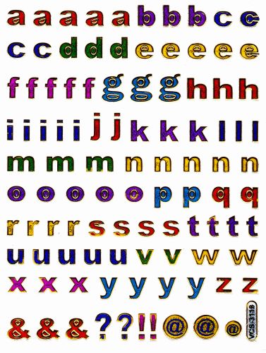 Lettres ABC coloré hauteur 9 mm autocollant autocollant métallisé paillettes effet école bureau dossier enfants artisanat maternelle 1 feuille 065