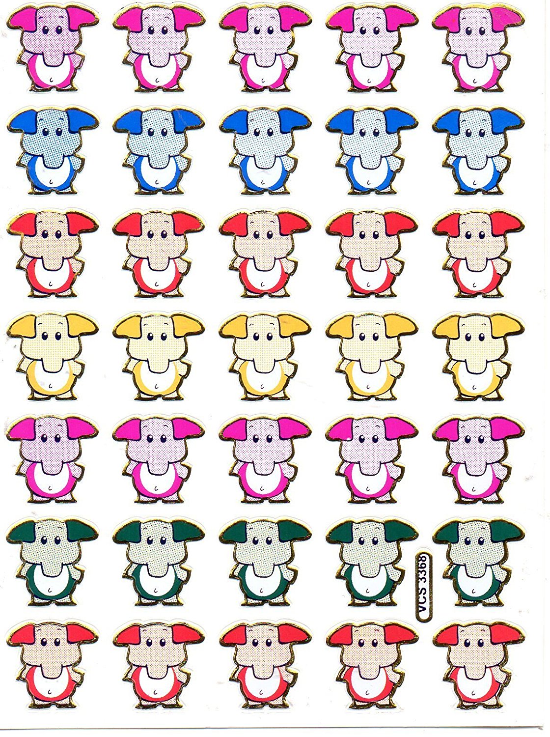 Elefant Elefanten bunt Tiere Aufkleber Sticker metallic Glitzer Effekt Kinder Basteln Kindergarten 1 Bogen 083
