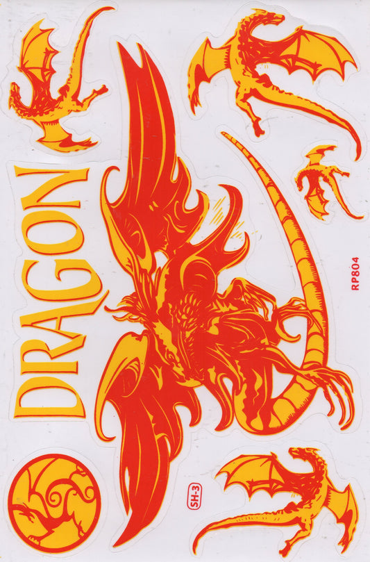 Drachen Schlange orange Aufkleber Sticker Motorrad Roller Skateboard Auto Tuning selbstklebend 094