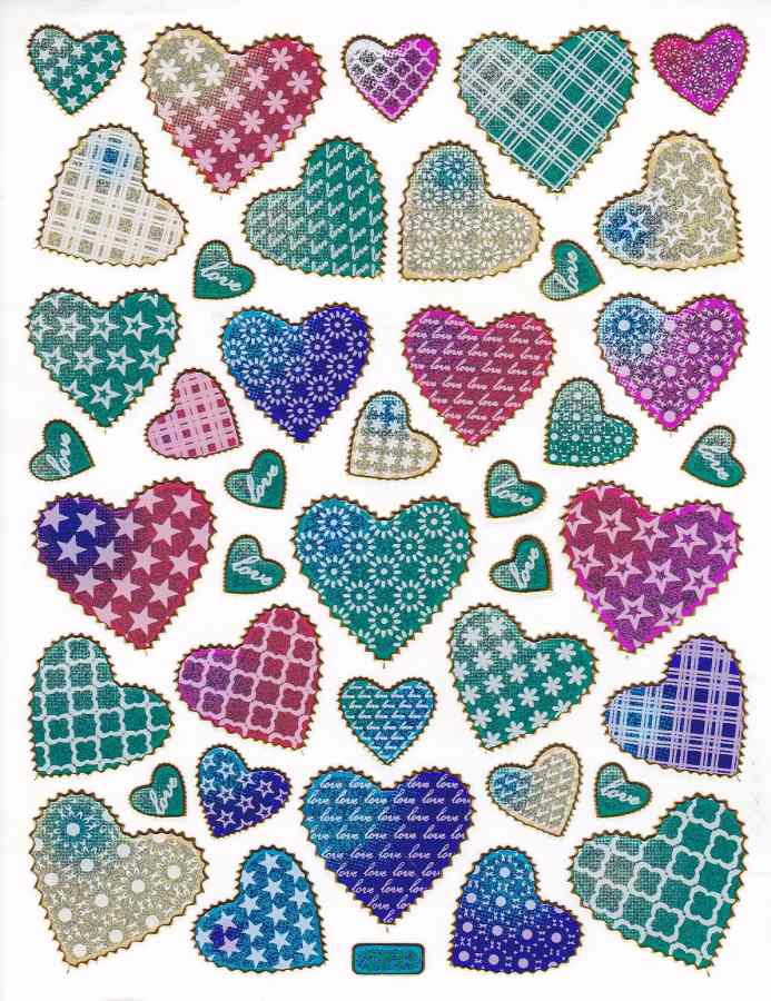 Herz Herzen bunt Liebe Aufkleber Sticker metallic Glitzer Effekt für Kinder Basteln Kindergarten Geburtstag 1 Bogen 109