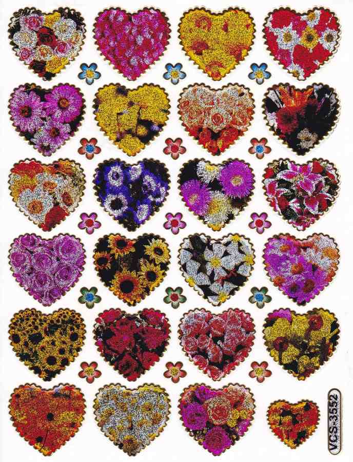Herz Herzen bunt Liebe Aufkleber Sticker metallic Glitzer Effekt für Kinder Basteln Kindergarten Geburtstag 1 Bogen 110