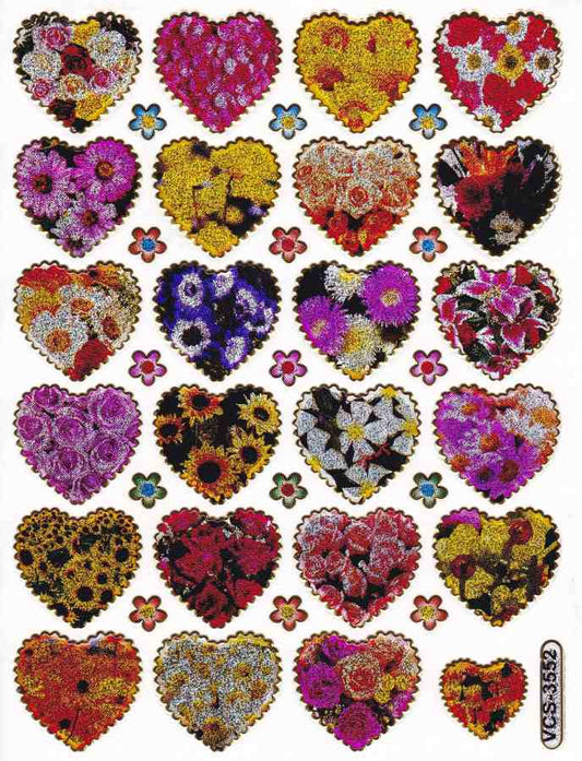 Herz Herzen bunt Liebe Aufkleber Sticker metallic Glitzer Effekt für Kinder Basteln Kindergarten Geburtstag 1 Bogen 110