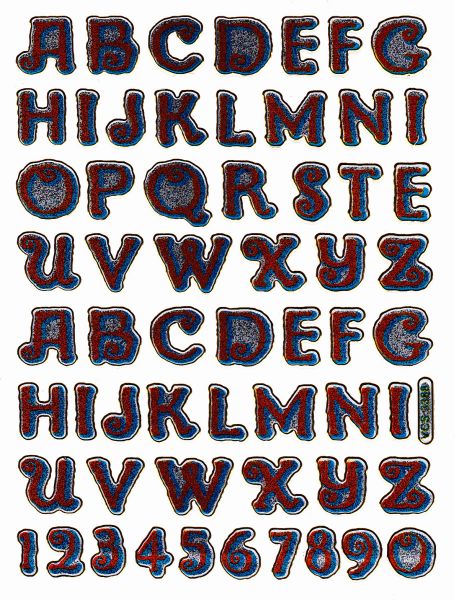 Letters ABC colorful height 14 mm sticker sticker metallic glitter effect school office folder children craft kindergarten 1 sheet 123