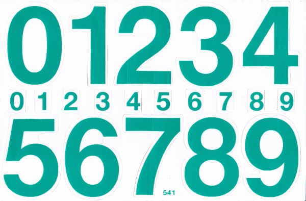 Numbers 123 green 70 mm high sticker for office folders children crafts kindergarten birthday 1 sheet 124