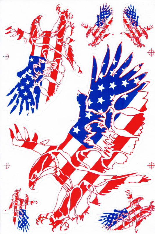 USA Adler Kopf Flammen Feuer Aufkleber Sticker Motorrad Roller Skateboard Auto Tuning Modellbau selbstklebend 127