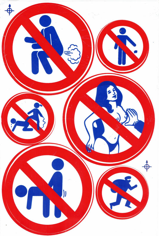 Verboten" Furzen Brüste anfassen auspeitschen "  Aufkleber Sticker selbstklebend 138