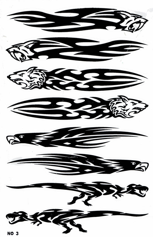 Flammen Feuer schwarz Aufkleber Sticker Motorrad Roller Skateboard Auto Tuning Modellbau selbstklebend 139
