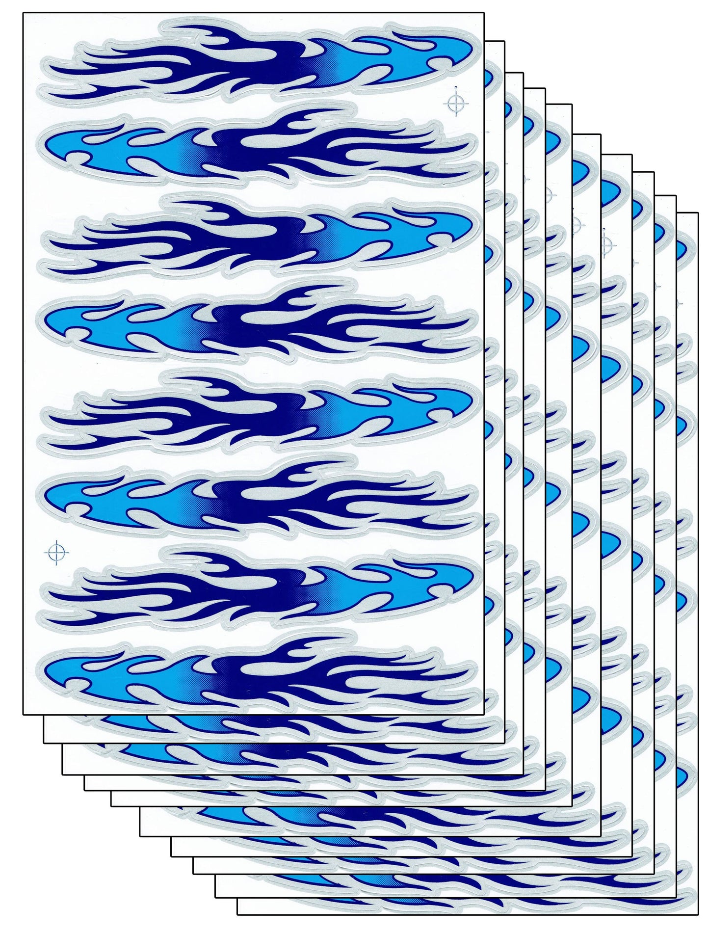 10ER SPAR PACK Flammen Feuer blau Aufkleber Sticker Motorrad Roller Skateboard Auto Tuning Modellbau selbstklebend 144