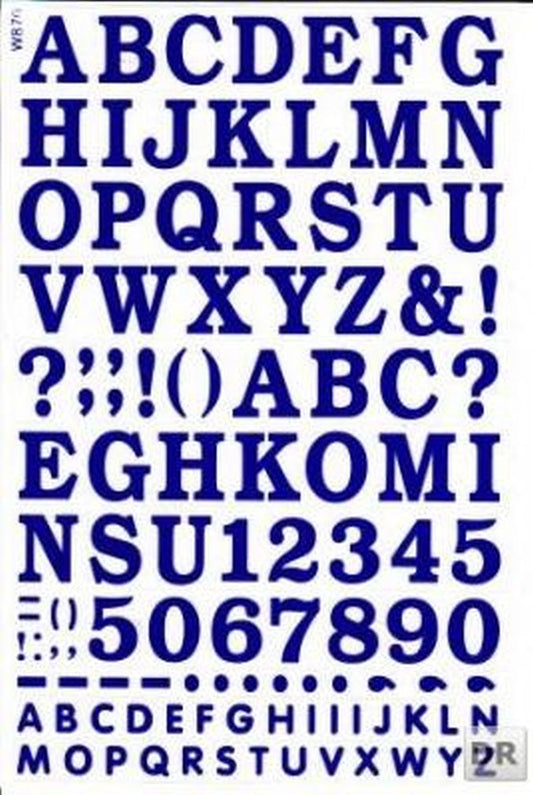 Buchstaben ABC blau 23 mm hoch Aufkleber Sticker für Büro Ordner Kinder Basteln Kindergarten Geburtstag 1 Bogen 154