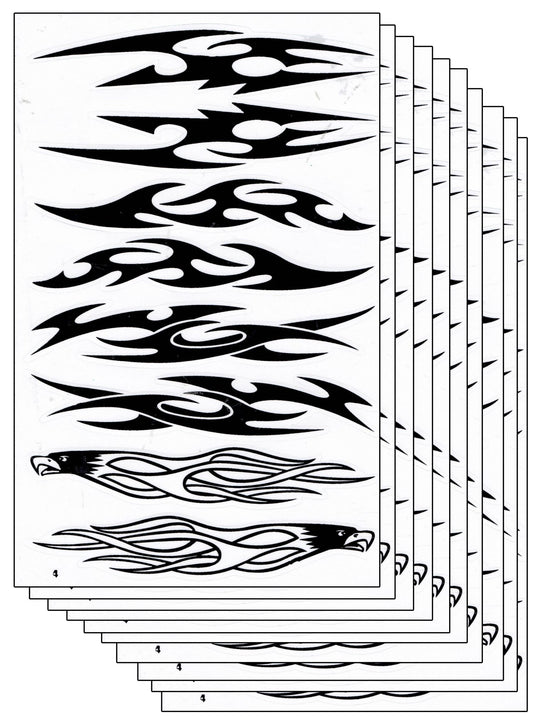 10ER SPAR PACK Flammen Feuer schwarz Aufkleber Sticker Motorrad Roller Skateboard Auto Tuning Modellbau selbstklebend 156