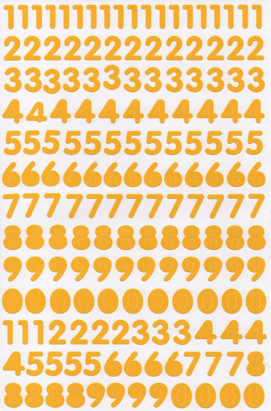 Zahlen Nummern 123 gelb 16 mm hoch Aufkleber Sticker für Büro Ordner Kinder Basteln Kindergarten Geburtstag 1 Bogen 158