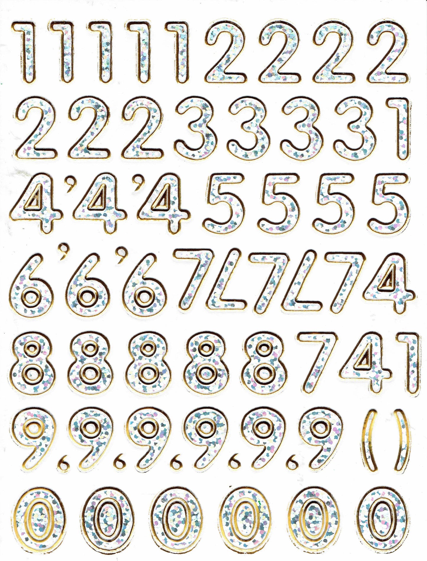 Numbers numbers silver 123 height 14 mm sticker sticker metallic glitter effect school office folder children craft kindergarten 1 sheet 163