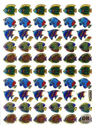 Fish Sea creatures Aquatic animals Colorful stickers Metallic glitter effect for children's crafts Kindergarten Birthday 1 sheet 174