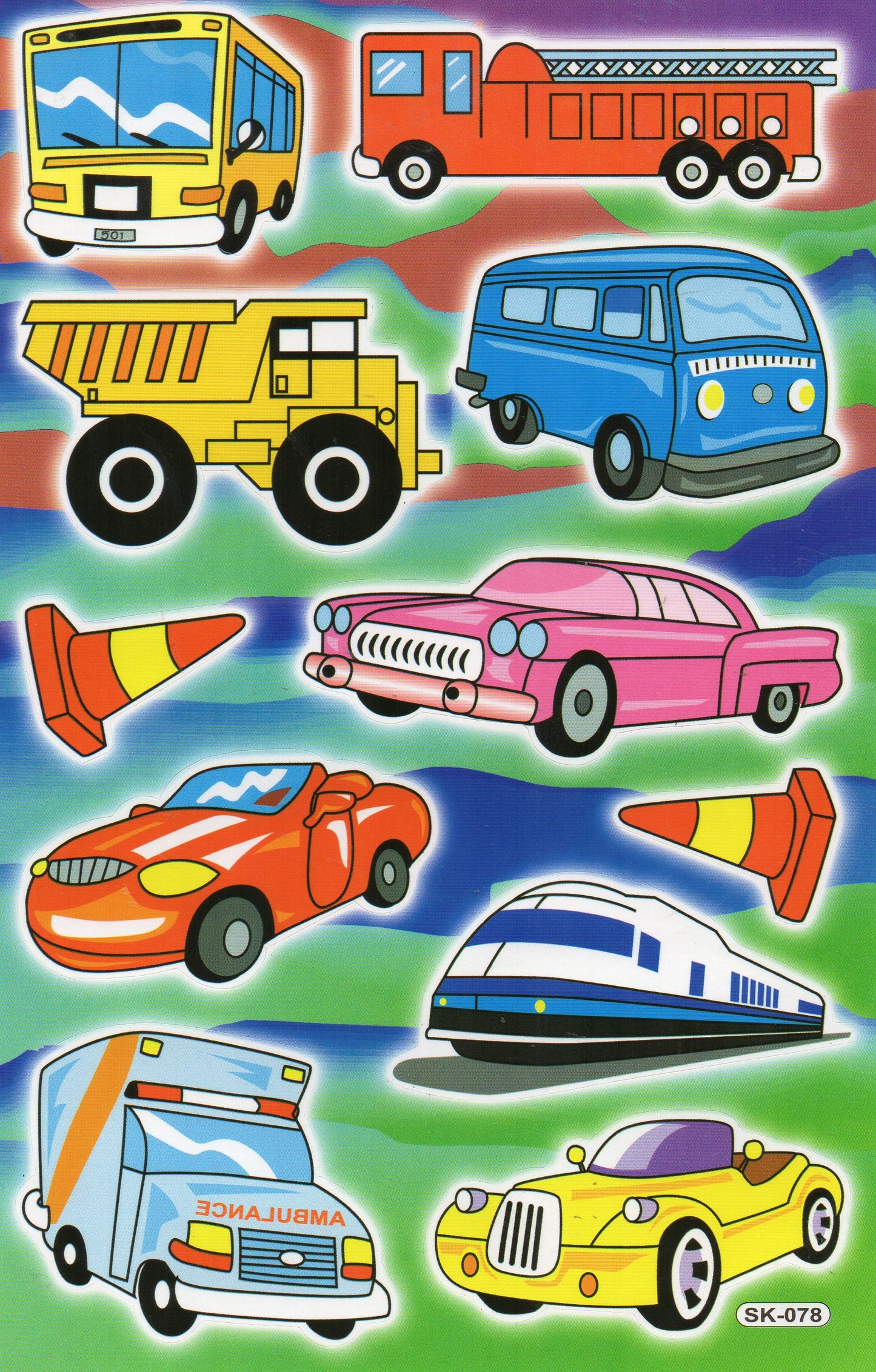 Autocollant de voiture de sport voiture autocollant pour enfants artisanat maternelle anniversaire 1 feuille 191