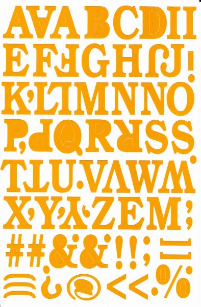 Lettres ABC jaune 28 mm de haut autocollant pour dossiers de bureau enfants artisanat maternelle anniversaire 1 feuille 193