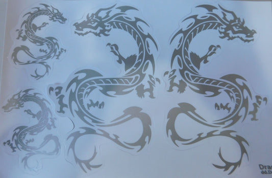 Drachen Schlange grau Aufkleber Sticker Motorrad Roller Skateboard Auto Tuning selbstklebend 196
