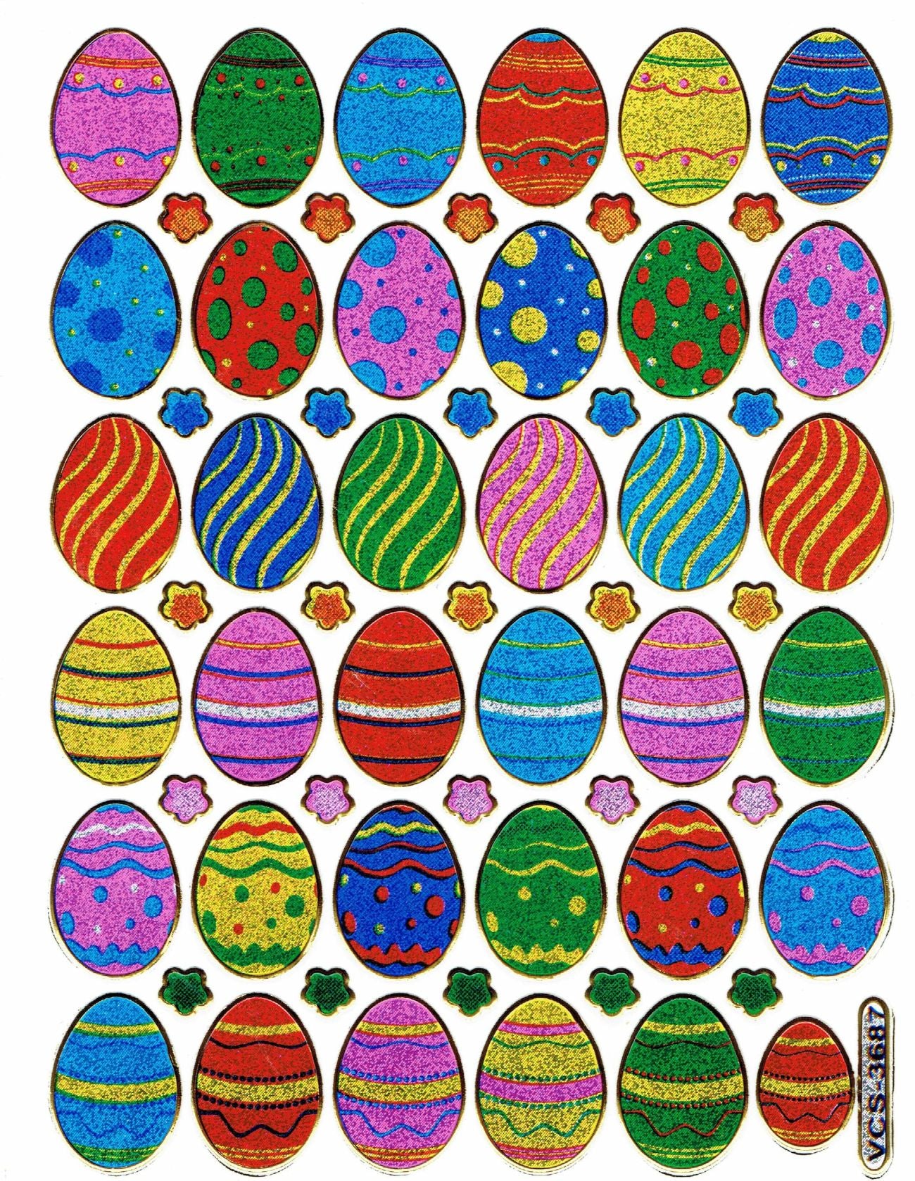 Easter eggs Easter eggs egg stickers stickers metallic glitter effect school children crafts kindergarten 1 sheet 202