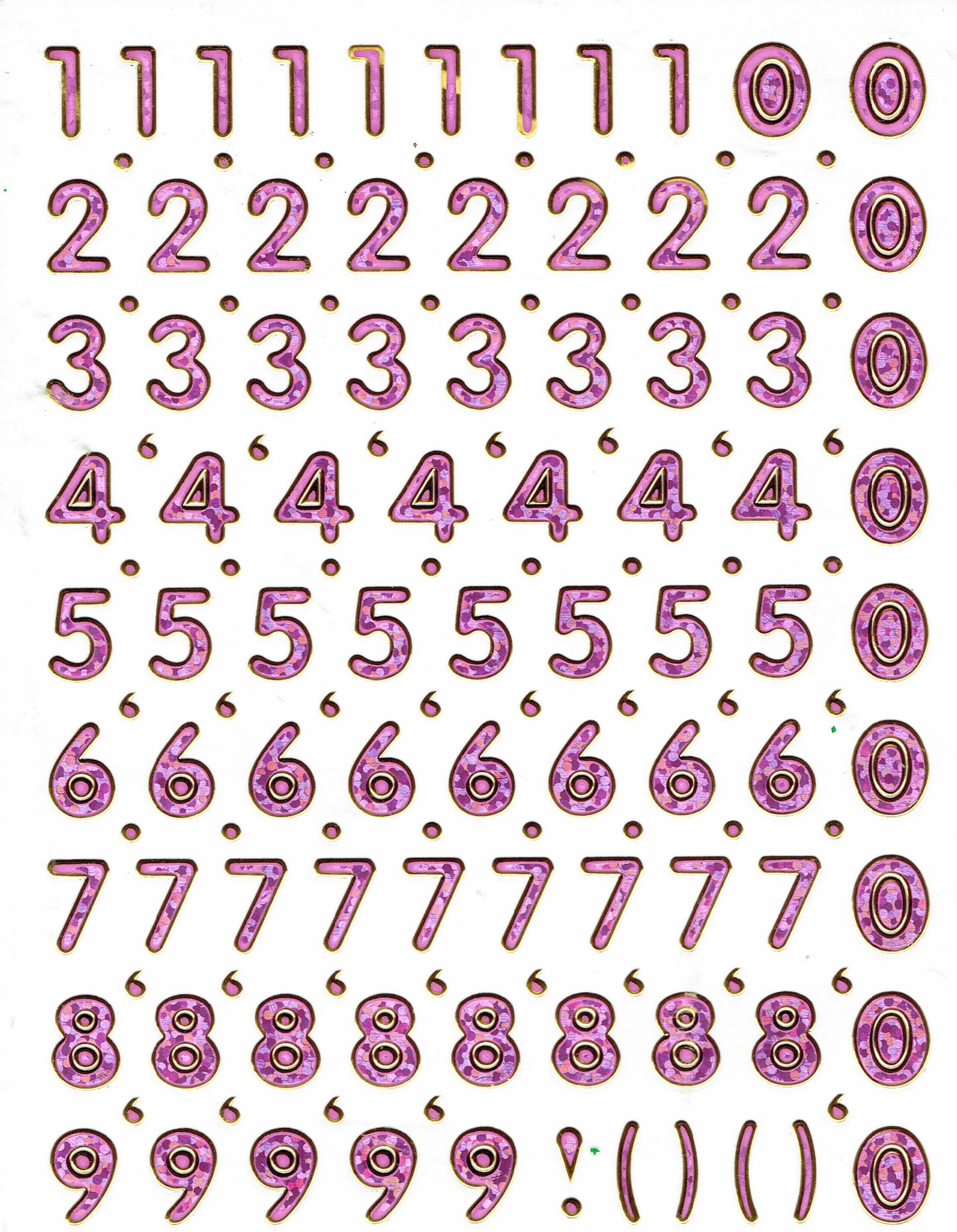 Numbers numbers pink 123 height 10 mm sticker sticker metallic glitter effect school office folder children craft kindergarten 1 sheet 219