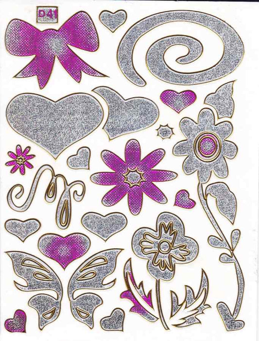 Herz Herzen bunt Liebe Aufkleber Sticker metallic Glitzer Effekt für Kinder Basteln Kindergarten Geburtstag 1 Bogen 237