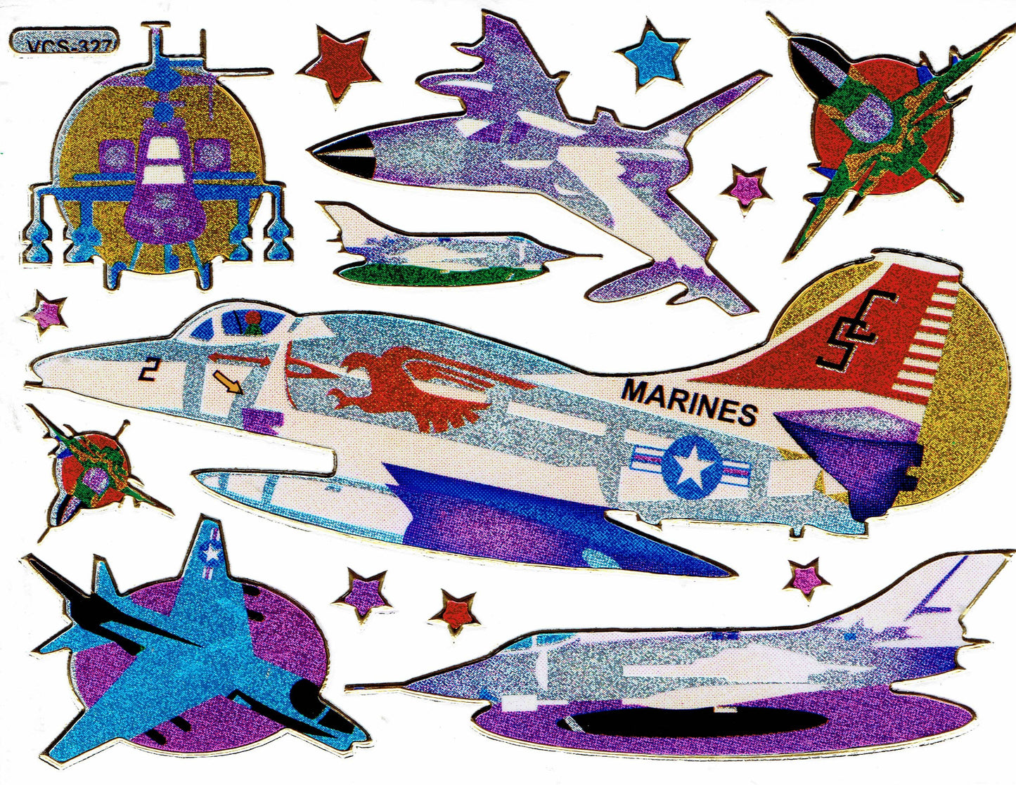 Flugzeuge Jet Kampfflieger Aufkleber Sticker metallic Glitzer Effekt Schule Kinder Basteln Kindergarten 1 Bogen 240