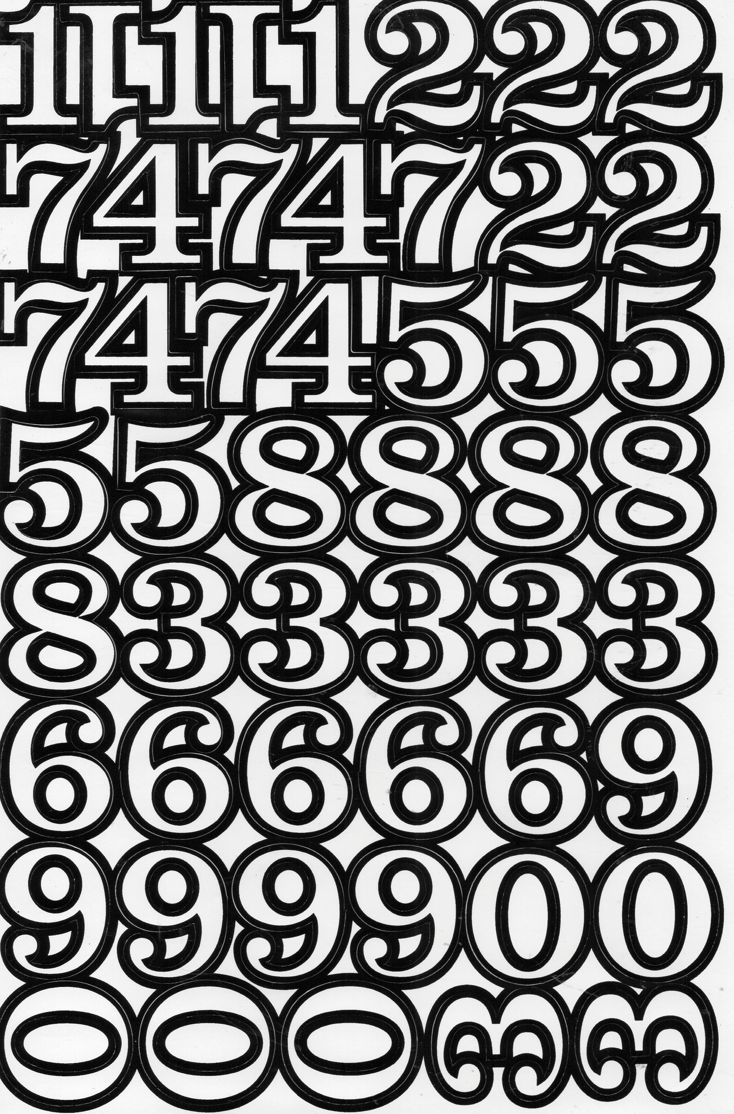 Numbers 123 white 30 mm high sticker for office folders children crafts kindergarten birthday 1 sheet 253