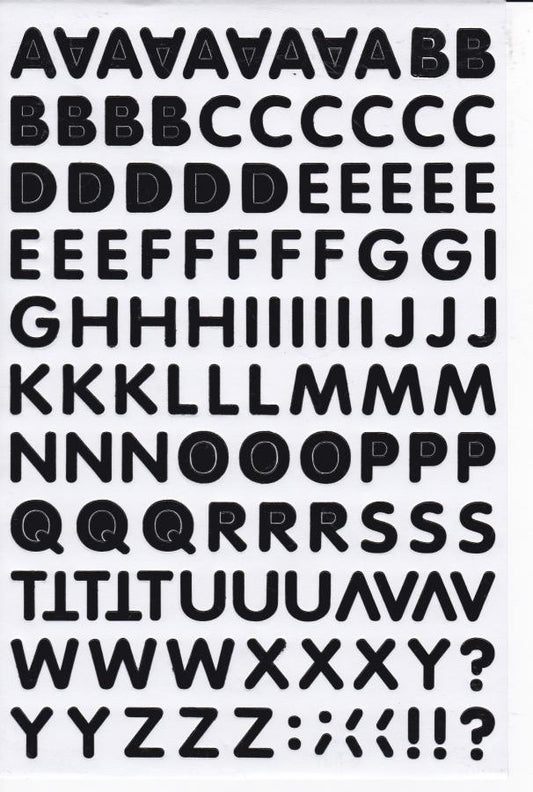 Buchstaben ABC schwarz 17 mm hoch Aufkleber Sticker für Büro Ordner Kinder Basteln Kindergarten Geburtstag 1 Bogen 254