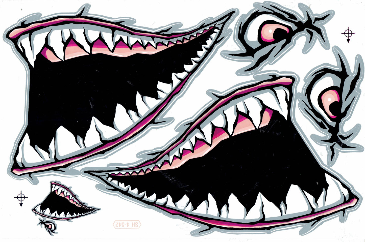 Shark mouth pharynx gullet teeth pink sticker motorcycle scooter skateboard car tuning model building self-adhesive 255